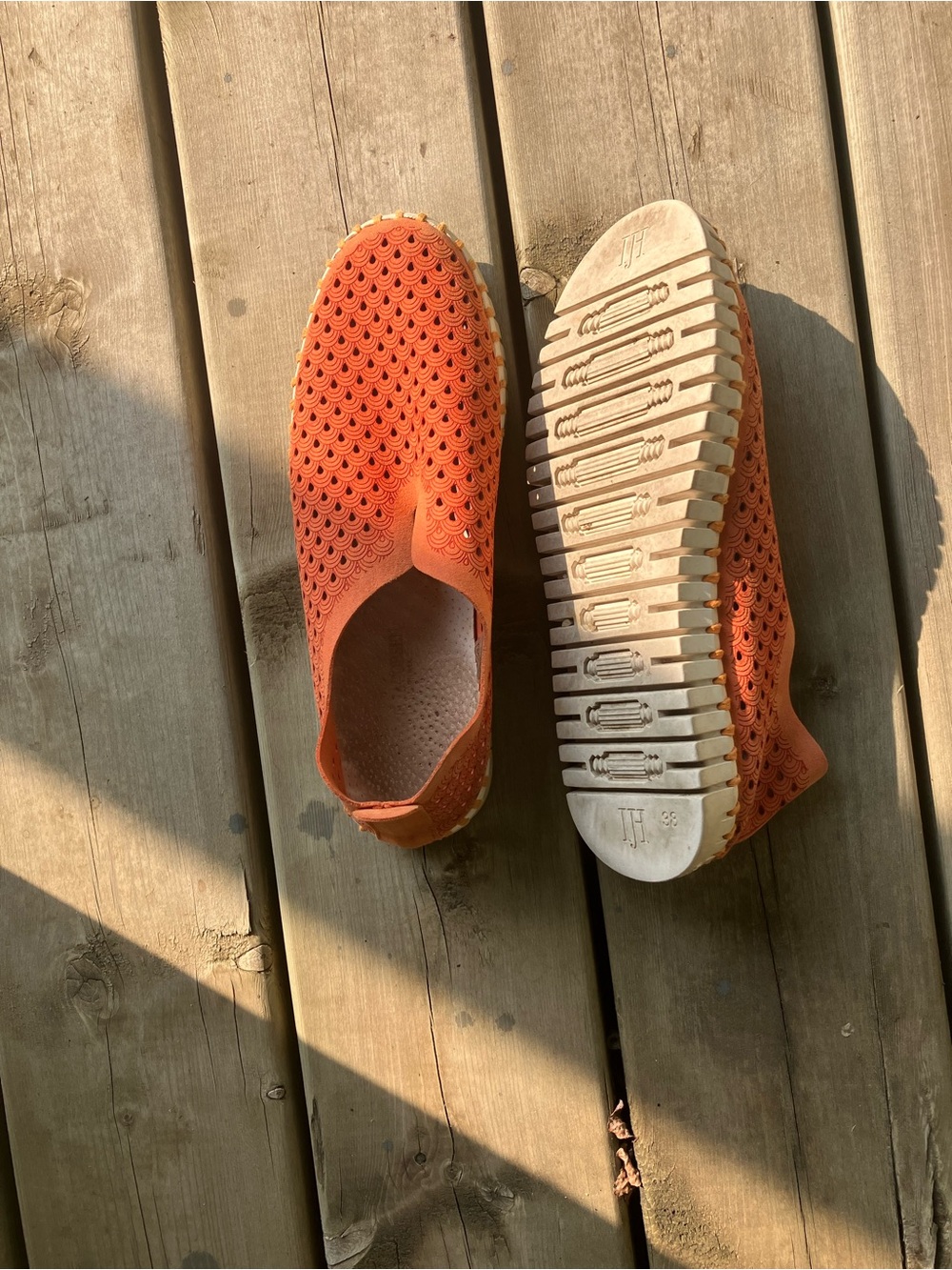 Ilse Jacobsen Orange Perforated Slip-On Sneakers for Kids